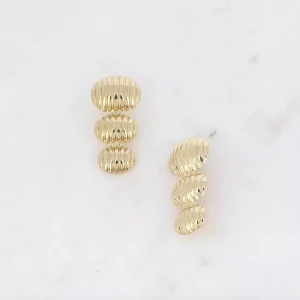Boucles d'oreilles - 3 ovales bombées et striées